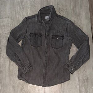 Medium Size Dark Gray Button-Up Top